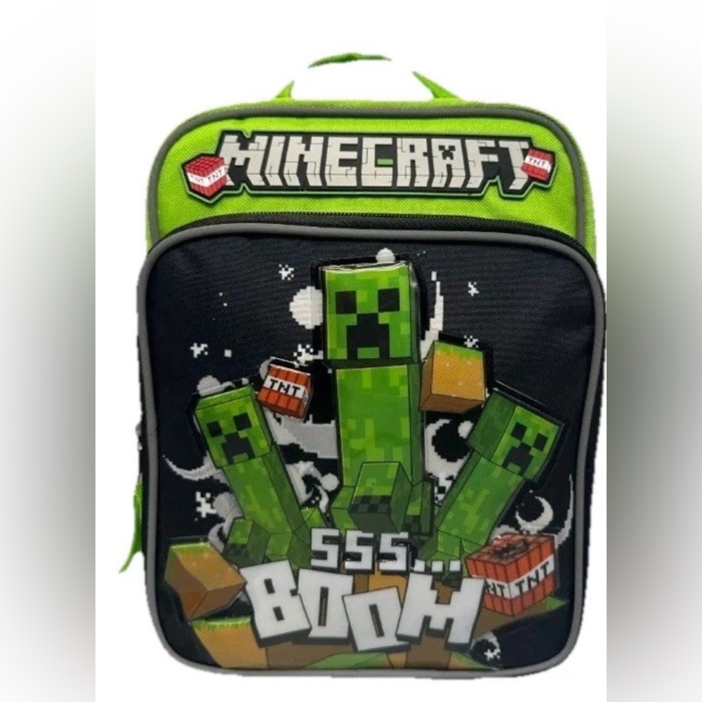 Youth The Minecraft Boom TNT Lunch Tote Graphic Green NWT